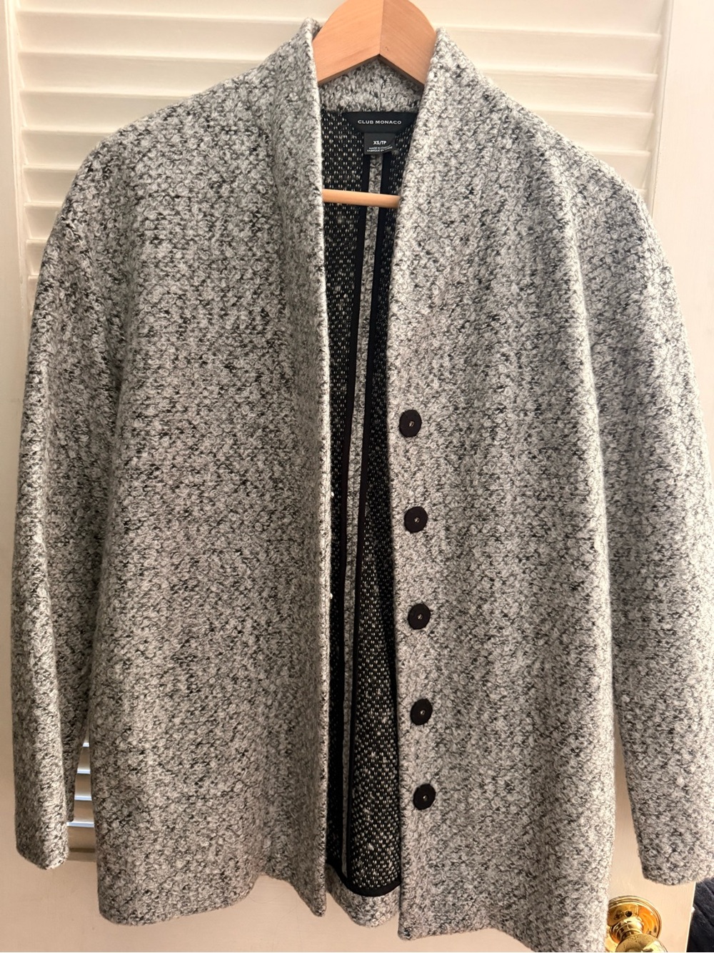Club Monaco Gray Bouclé Button-Front Cardigan